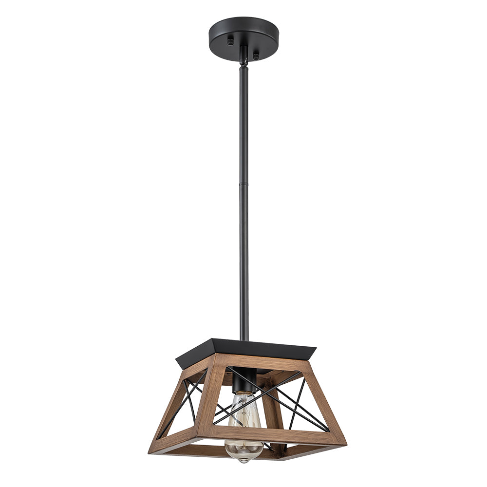 Single Light Square Rustic Pendant Lighting