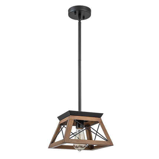 Single Light Square Rustic Pendant Lighting