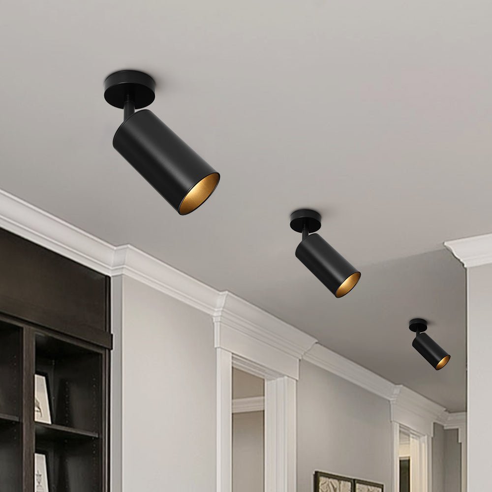 Pendantlightie - 1 - Light 350 Degrees Rotable Track Adjustable Spot Light - Semi Flush Mount - Black -