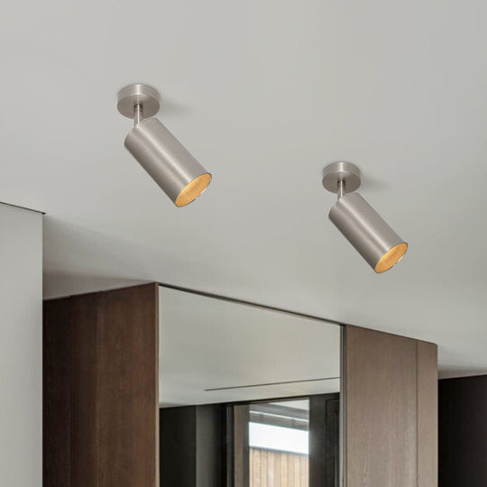 Pendantlightie - 1 - Light 350 Degrees Rotable Track Adjustable Spot Light - Semi Flush Mount - Nickel -