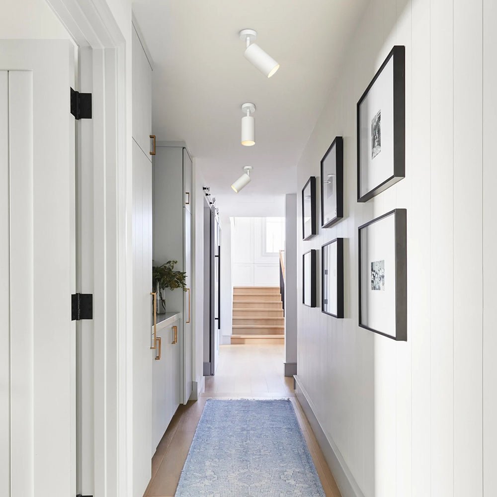 Pendantlightie - 1 - Light 350 Degrees Rotable Track Adjustable Spot Light - Semi Flush Mount - White -