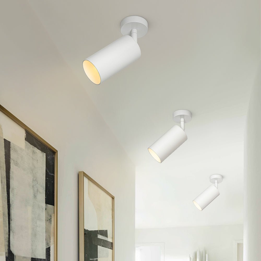 Pendantlightie - 1 - Light 350 Degrees Rotable Track Adjustable Spot Light - Semi Flush Mount - White -