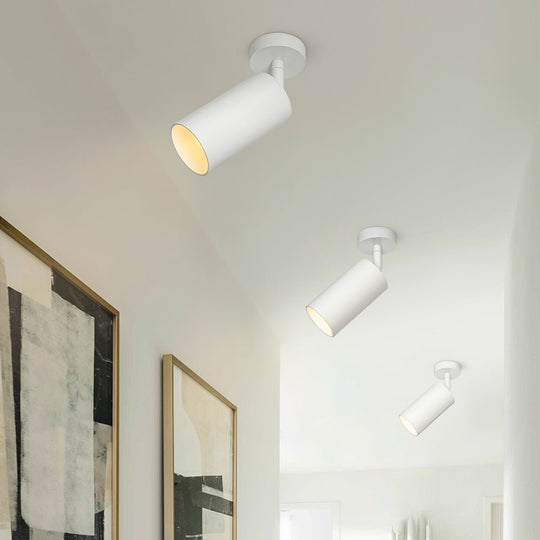 Pendantlightie - 1 - Light 350 Degrees Rotable Track Adjustable Spot Light - Semi Flush Mount - White -
