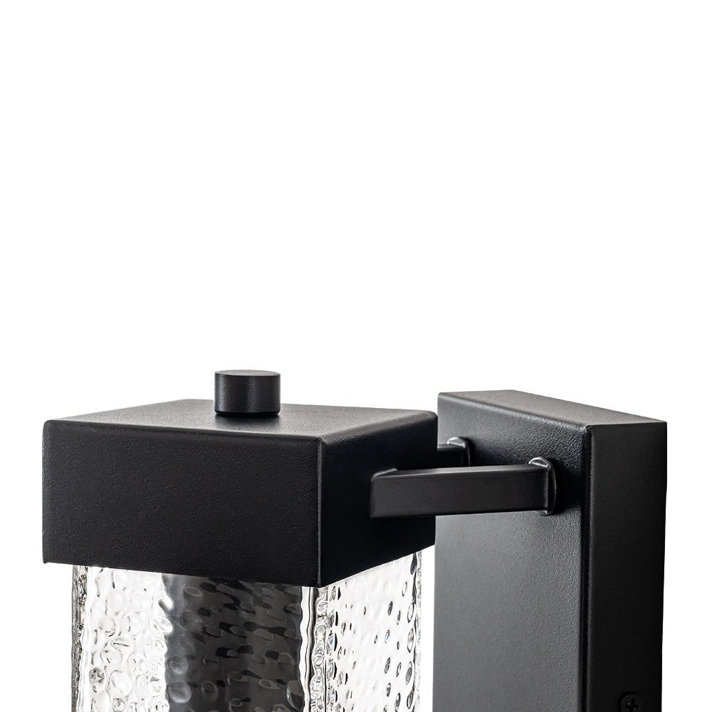 Pendantlightie - 1 - Light Geometric Rectangular Water Rippled Glass Outdoor Wall Light - Outdoor Wall Light - Black -