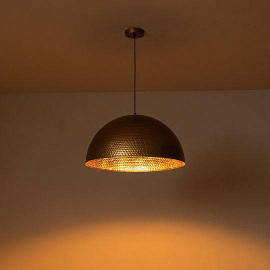 Pendantlightie-1-Light Industrial Hammered Metal Dome Pendant Light-Pendants-Gold-15.7 in (40 cm)