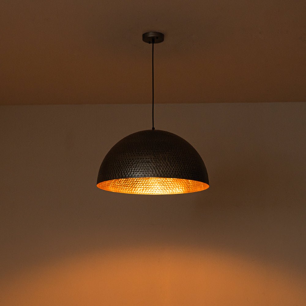 Pendantlightie-1-Light Industrial Hammered Metal Dome Pendant Light-Pendants-Gold-15.7 in (40 cm)