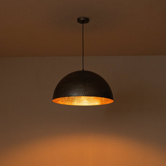 Pendantlightie-1-Light Industrial Hammered Metal Dome Pendant Light-Pendants-Gold-15.7 in (40 cm)