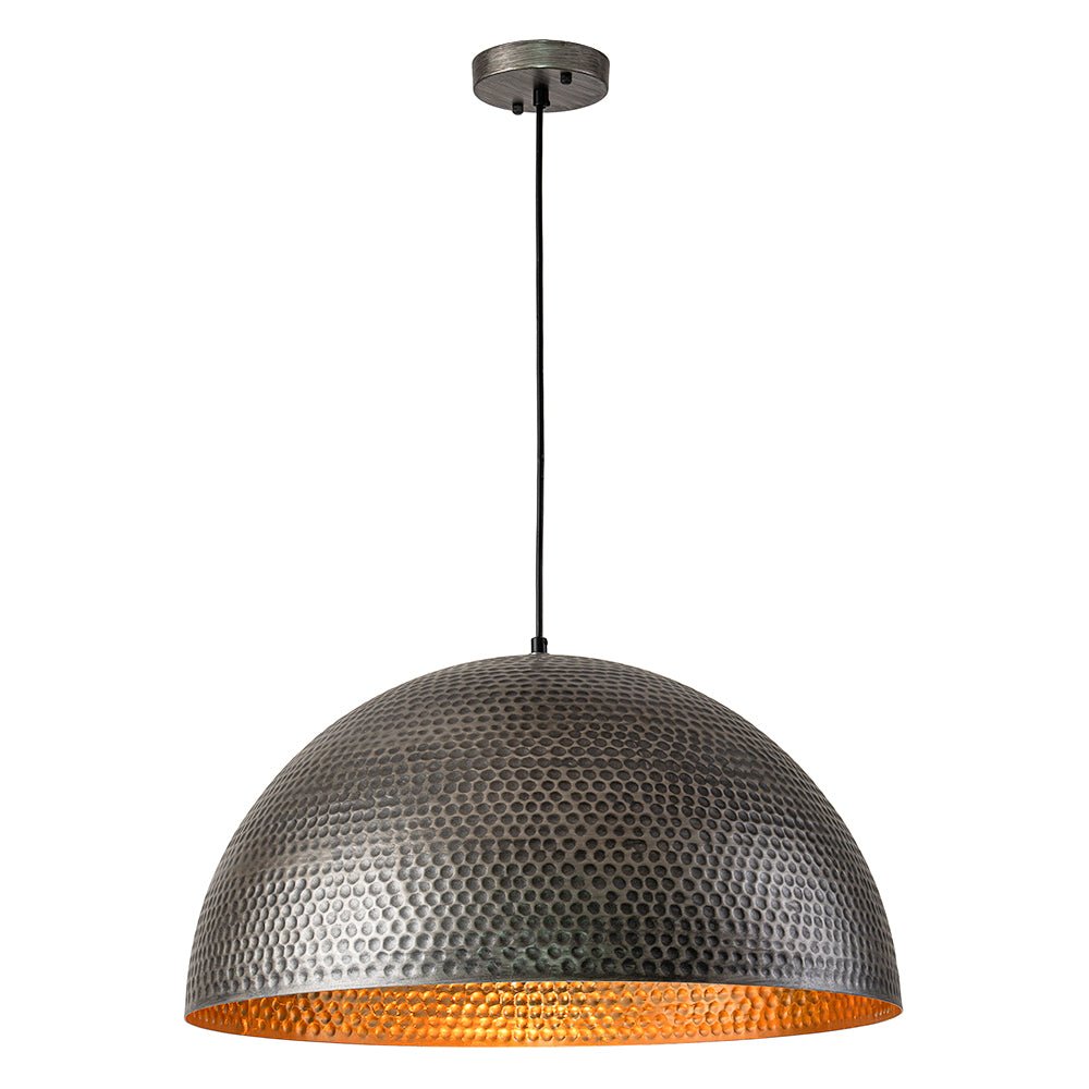 Pendantlightie-1-Light Industrial Hammered Metal Dome Pendant Light-Pendants-Gold-15.7 in (40 cm)