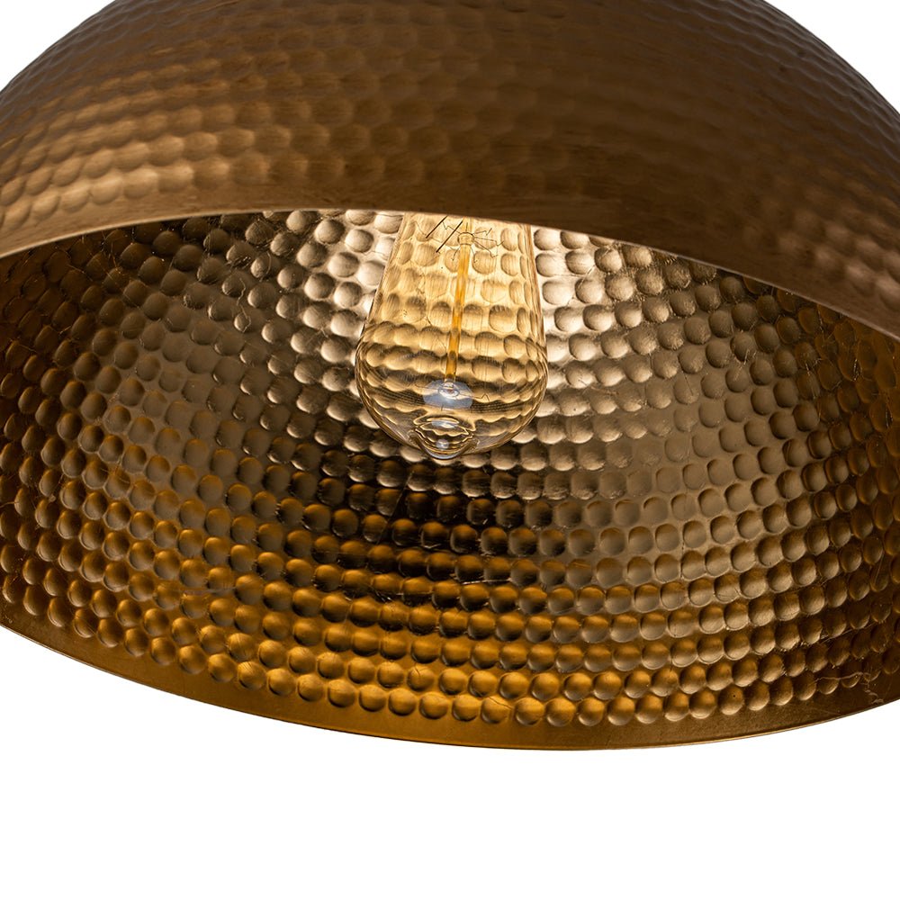 Pendantlightie-1-Light Industrial Hammered Metal Dome Pendant Light-Pendants-Gold-15.7 in (40 cm)