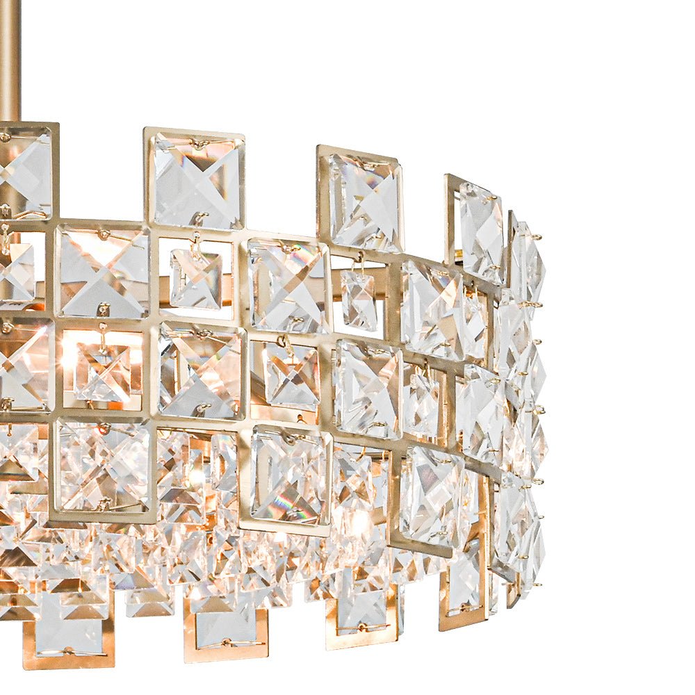 Pendantlightie - 4 - Light Hollow Design Facet Glam Crystal Drum Semi Flush Ceiling Light - Semi Flush Mount - Chrome -