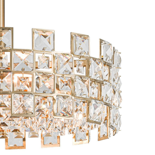 Pendantlightie - 4 - Light Hollow Design Facet Glam Crystal Drum Semi Flush Ceiling Light - Semi Flush Mount - Chrome -