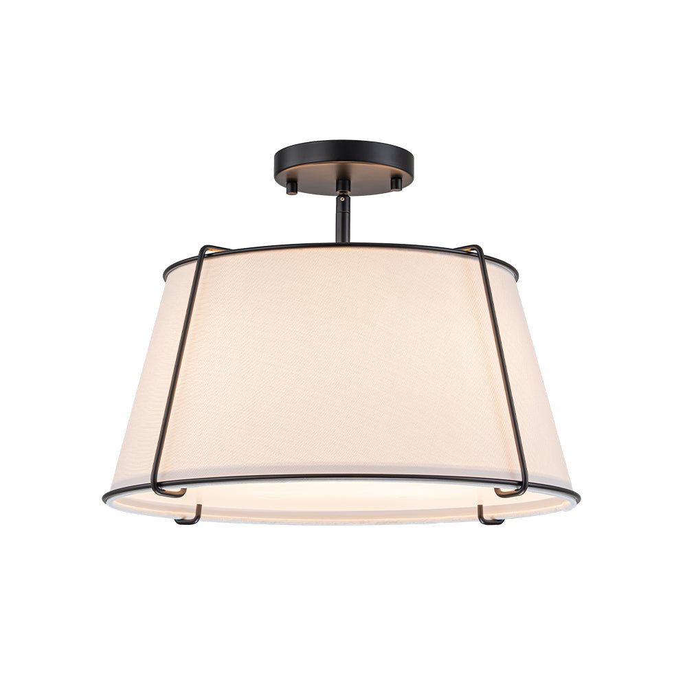 Pendantlightie - 4 - Light Linen Tapered Drum Semi Flush Mount - Semi Flush Mount - Nickel -