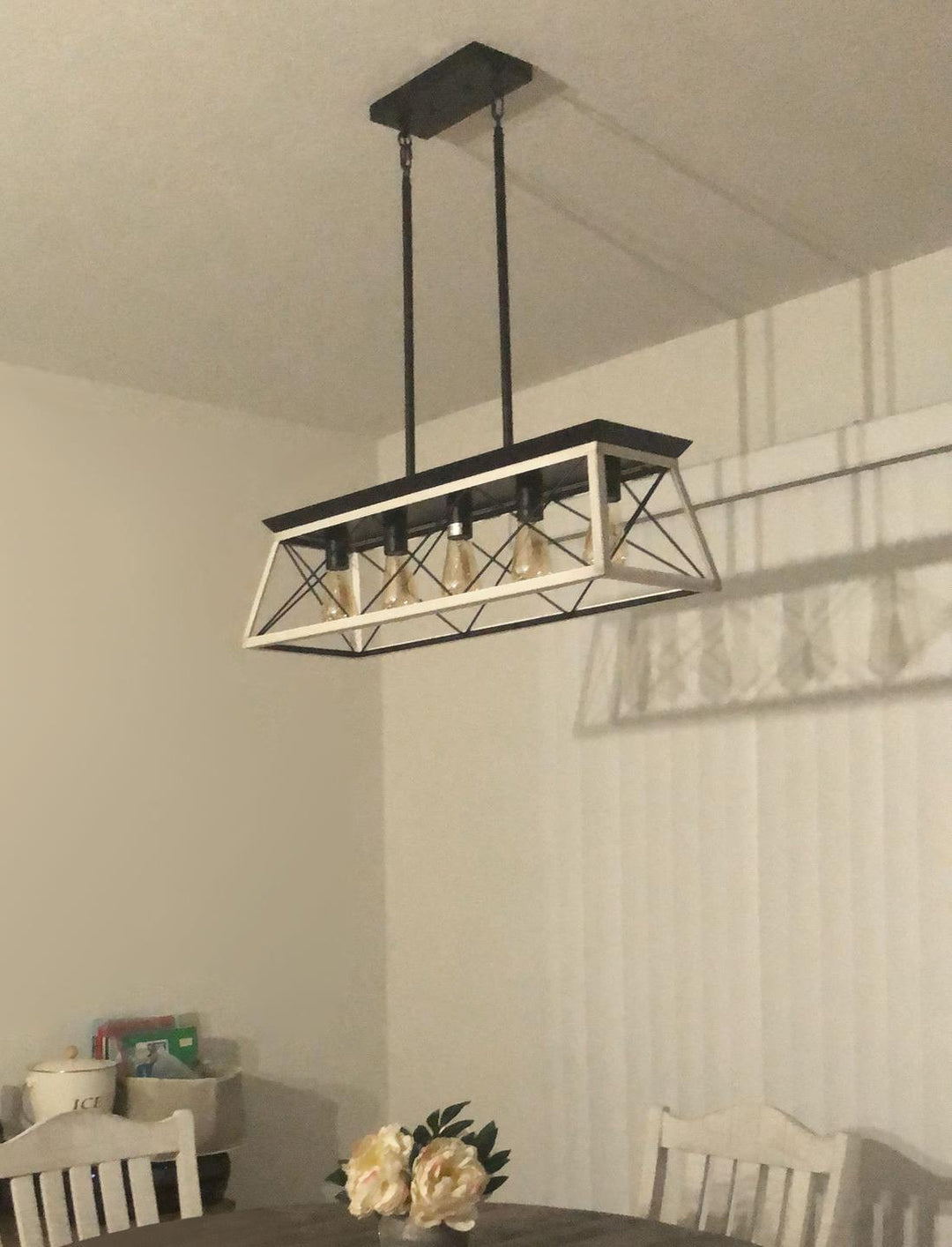 Pendantlightie - 5 - Light Rectangular Linear Kitchen Island Chandelier - Chandeliers - White -