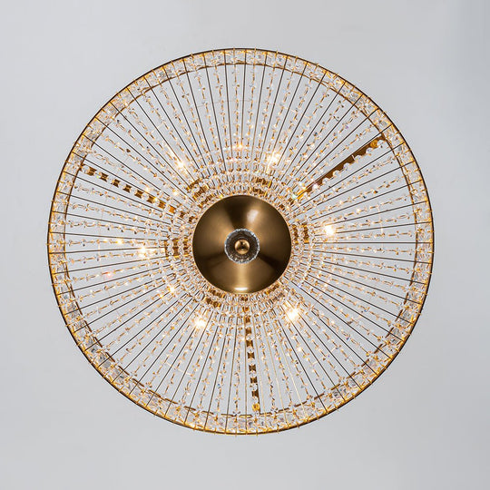 Pendantlightie - 6 - Light Glam Drum Semi Flush Mount With Crystal For Aisle Porch - Semi Flush Mount - Black -