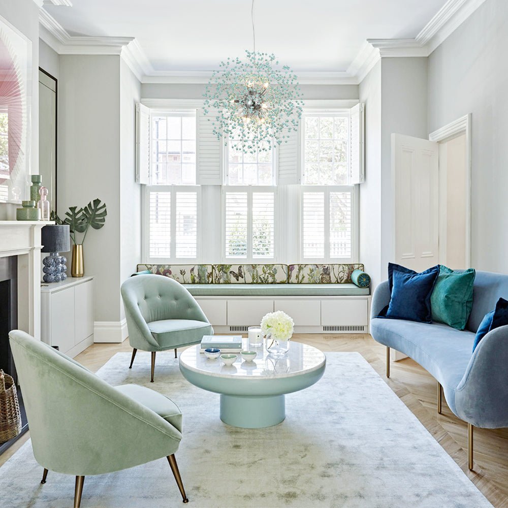 Pendantlightie - 9 - Light Blue Dandelion Firework Chandelier - Chandeliers - Chrome -