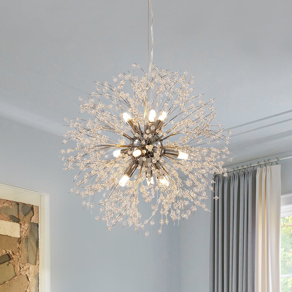 Pendantlightie - 9 - Light Firework Crystal Modern Unique Sputnik Light - Chandeliers - Chrome -