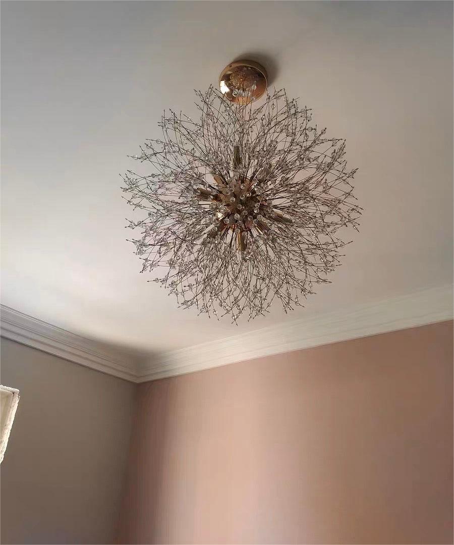 Pendantlightie - 9 - Light Firework Crystal Modern Unique Sputnik Light - Chandeliers - Gold -