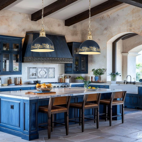 Pendantlightie - Arts And Crafts Vintage 1 - Light Handmade Paint Single Dome Pendant - Pendants - Navy Blue -