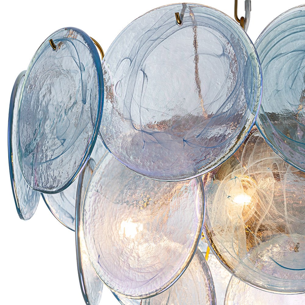 Pendantlightie - Arts And Crafts Vintage 5 - Light Swirled Cloud Glass Tiered Chandelier - Chandeliers - Blue -