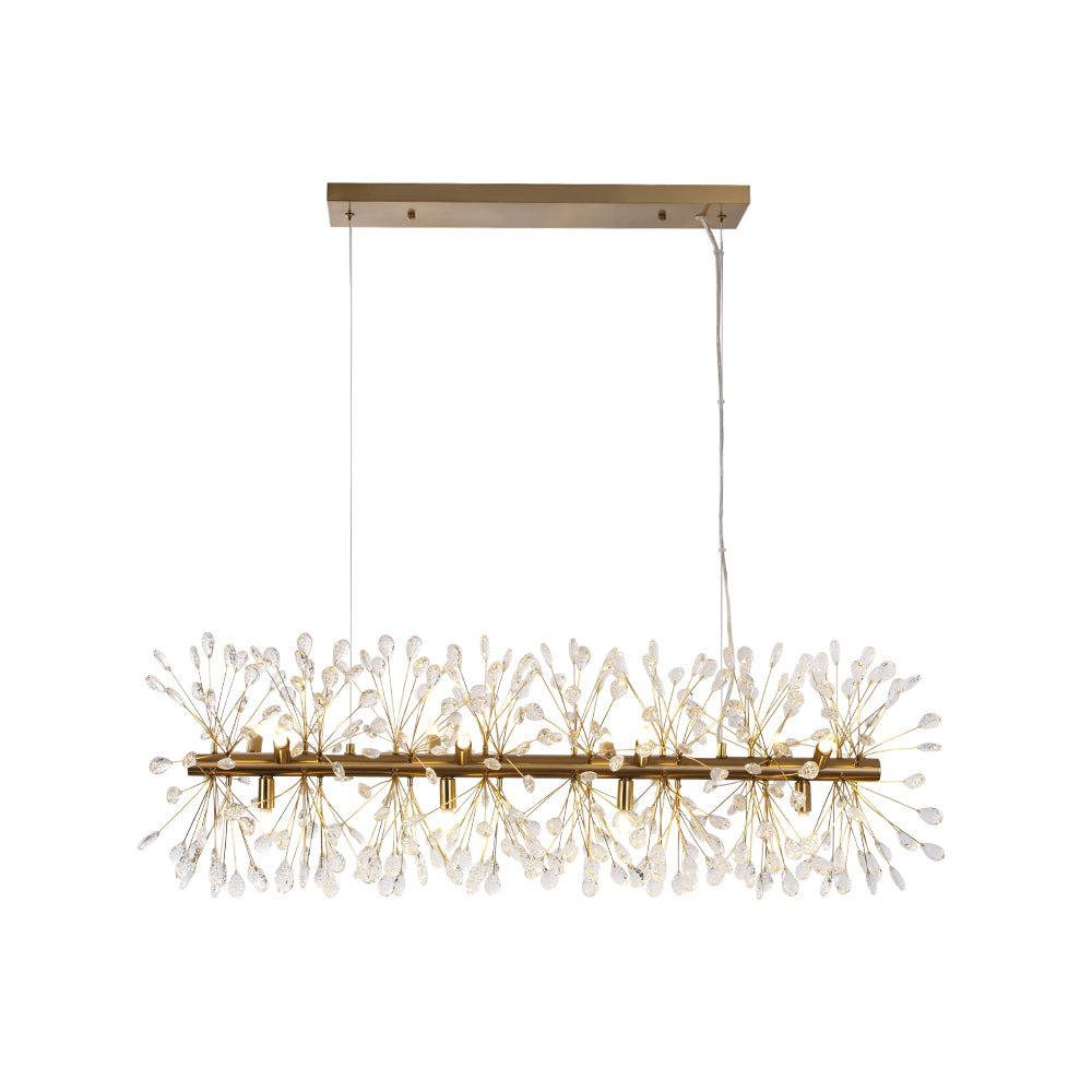 Pendantlightie - Blossom 12 - Light Floral Island Crystal Dandelion Linear Chandelier - Chandeliers - Chrome -
