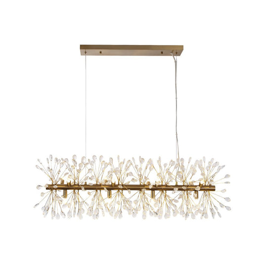 Pendantlightie - Blossom 12 - Light Floral Island Crystal Dandelion Linear Chandelier - Chandeliers - Chrome -