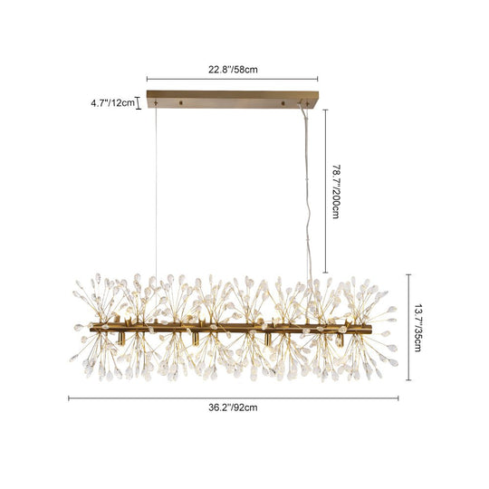 Pendantlightie - Blossom 12 - Light Floral Island Crystal Dandelion Linear Chandelier - Chandeliers - Chrome -
