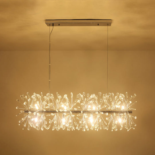 Pendantlightie - Blossom 12 - Light Floral Island Crystal Dandelion Linear Chandelier - Chandeliers - Chrome -