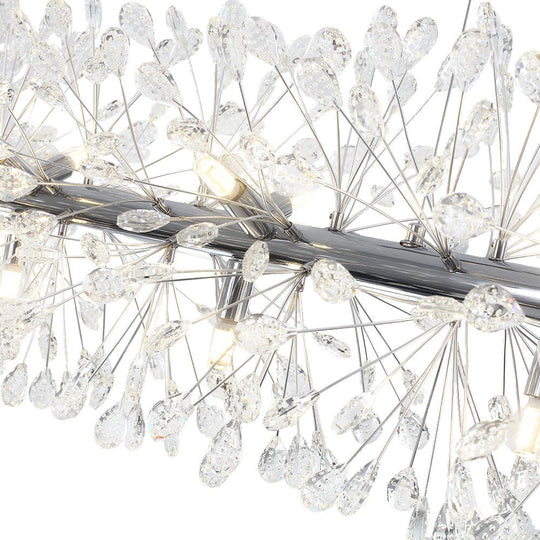 Pendantlightie - Blossom 12 - Light Floral Island Crystal Dandelion Linear Chandelier - Chandeliers - Chrome -