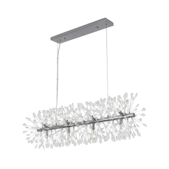 Pendantlightie - Blossom 12 - Light Floral Island Crystal Dandelion Linear Chandelier - Chandeliers - Chrome -