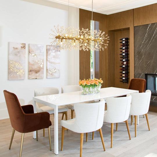 Pendantlightie - Blossom 12 - Light Floral Island Crystal Dandelion Linear Chandelier - Chandeliers - Chrome -