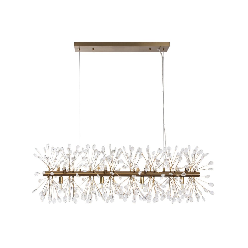 Pendantlightie - Blossom 12 - Light Floral Island Crystal Dandelion Linear Chandelier - Chandeliers - Chrome -