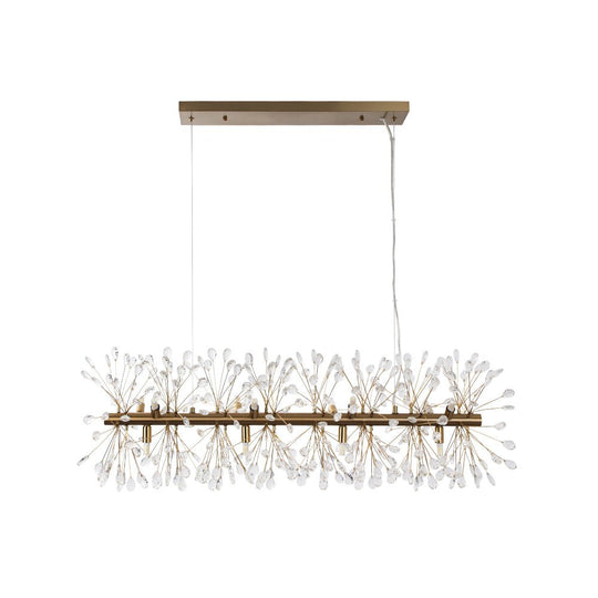 Pendantlightie - Blossom 12 - Light Floral Island Crystal Dandelion Linear Chandelier - Chandeliers - Chrome -