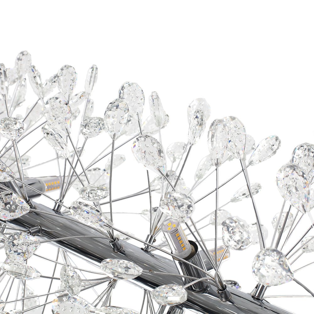 Pendantlightie - Blossom 12 - Light Floral Island Crystal Dandelion Linear Chandelier - Chandeliers - Chrome -