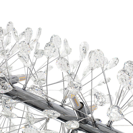 Pendantlightie - Blossom 12 - Light Floral Island Crystal Dandelion Linear Chandelier - Chandeliers - Chrome -