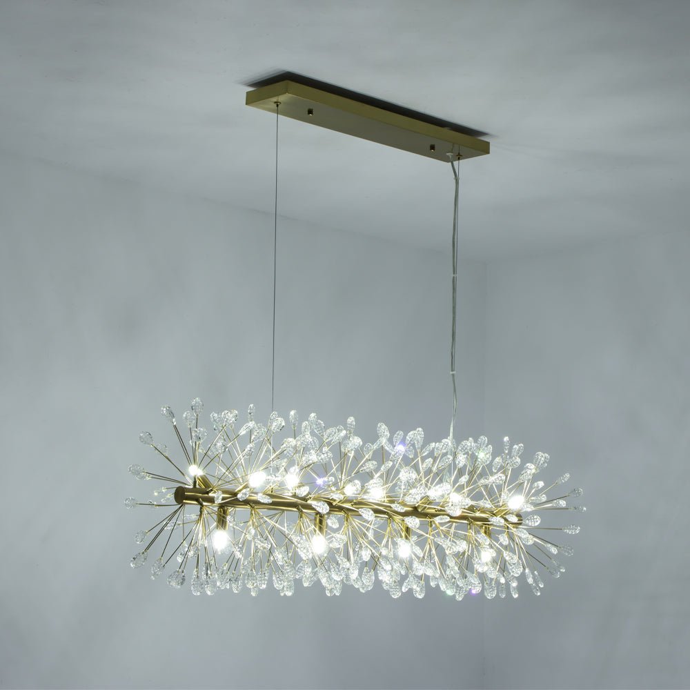 Pendantlightie - Blossom 12 - Light Floral Island Crystal Dandelion Linear Chandelier - Chandeliers - Chrome -