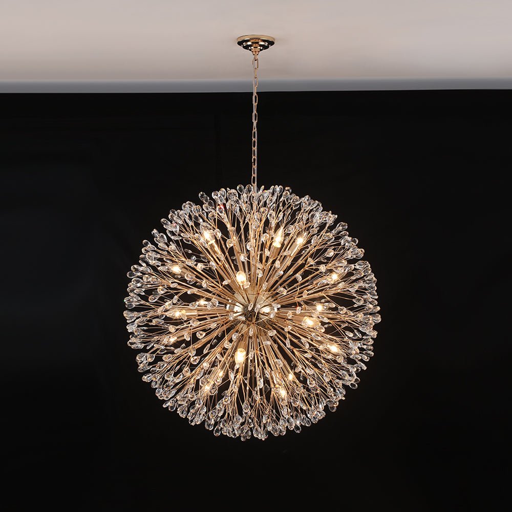 Pendantlightie - Blossom 20 - Light Large Floral Crystal Globe Dandelion Chandelier - Chandeliers - Chrome -