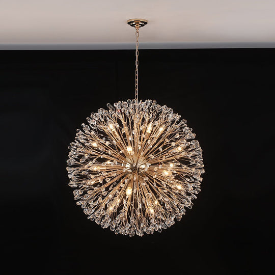 Pendantlightie - Blossom 20 - Light Large Floral Crystal Globe Dandelion Chandelier - Chandeliers - Chrome -