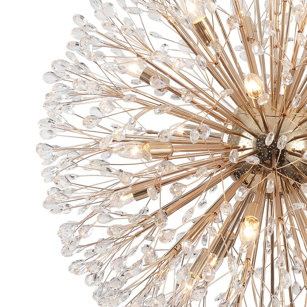 Pendantlightie - Blossom 20 - Light Large Floral Crystal Globe Dandelion Chandelier - Chandeliers - Chrome -