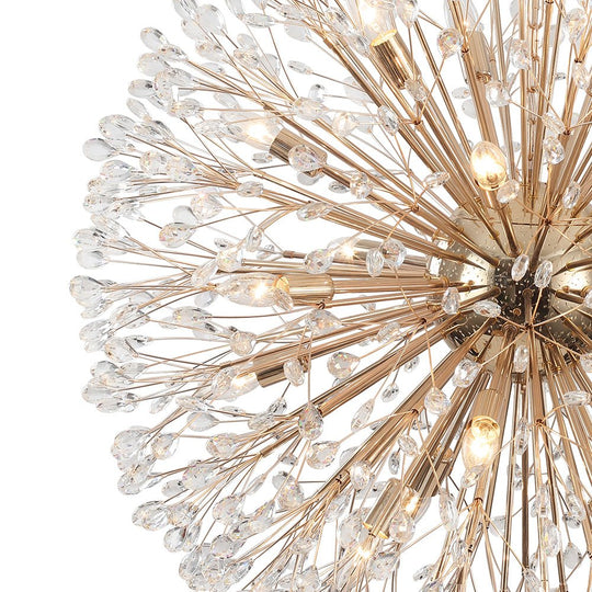 Pendantlightie - Blossom 20 - Light Large Floral Crystal Globe Dandelion Chandelier - Chandeliers - Chrome -