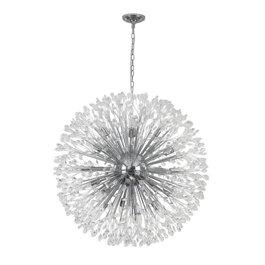 Pendantlightie - Blossom 20 - Light Large Floral Crystal Globe Dandelion Chandelier - Chandeliers - Chrome -