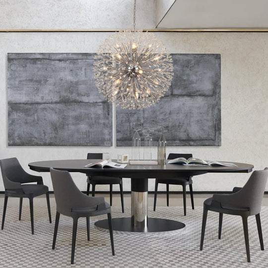 Pendantlightie - Blossom 20 - Light Large Floral Crystal Globe Dandelion Chandelier - Chandeliers - Chrome -