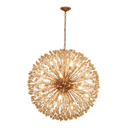 Pendantlightie - Blossom 20 - Light Large Floral Crystal Globe Dandelion Chandelier - Chandeliers - Chrome -