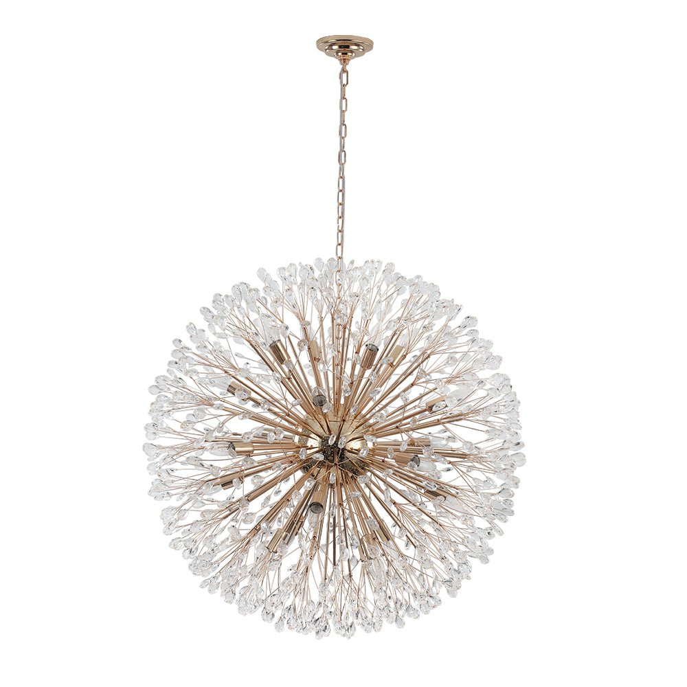 Pendantlightie - Blossom 20 - Light Large Floral Crystal Globe Dandelion Chandelier - Chandeliers - Chrome -