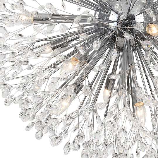 Pendantlightie - Blossom 20 - Light Large Floral Crystal Globe Dandelion Chandelier - Chandeliers - Chrome -