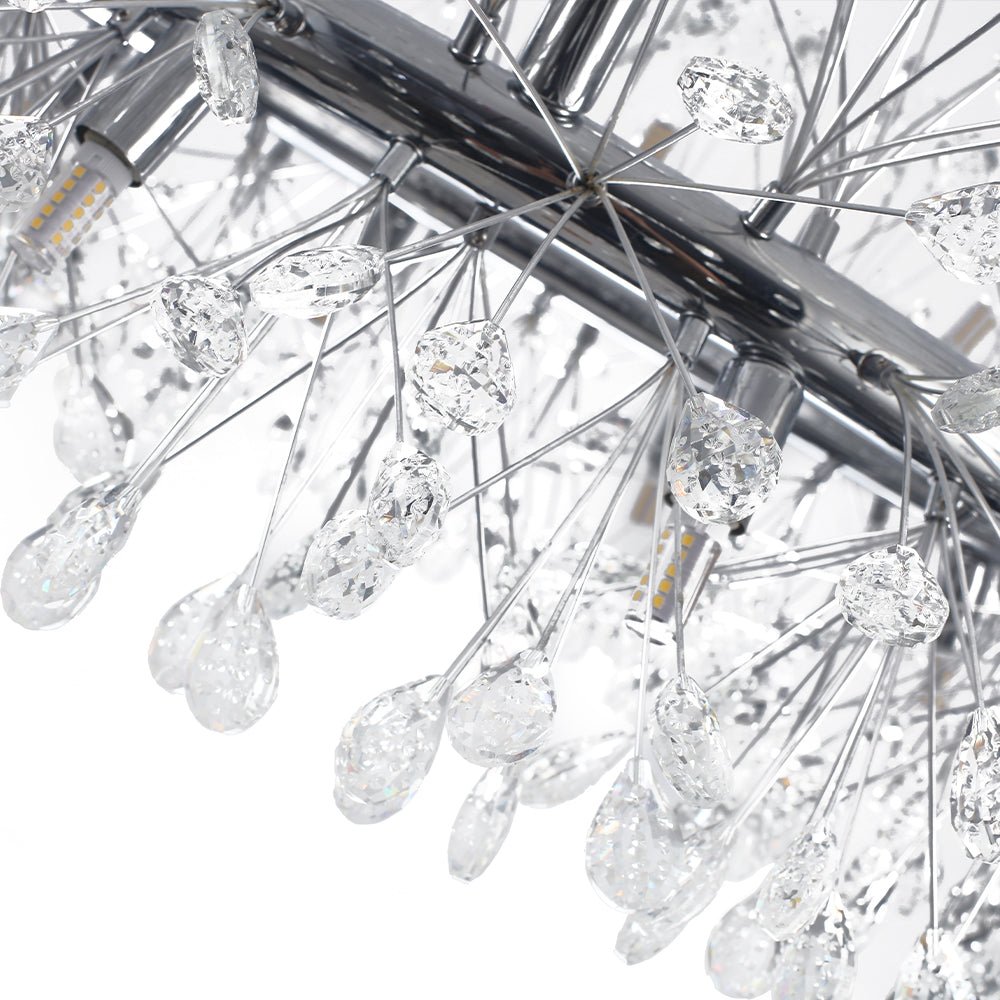 Pendantlightie - Blossom 20 - Light Large Floral Crystal Round Dandelion Chandelier - Chandeliers - Chrome -