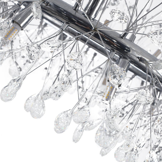 Pendantlightie - Blossom 20 - Light Large Floral Crystal Round Dandelion Chandelier - Chandeliers - Chrome -