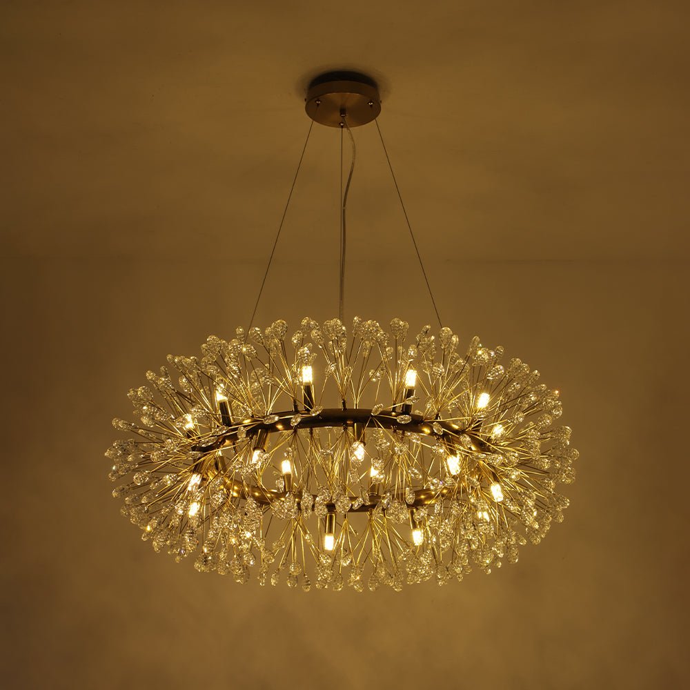 Pendantlightie - Blossom 20 - Light Large Floral Crystal Round Dandelion Chandelier - Chandeliers - Chrome -