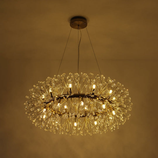 Pendantlightie - Blossom 20 - Light Large Floral Crystal Round Dandelion Chandelier - Chandeliers - Chrome -