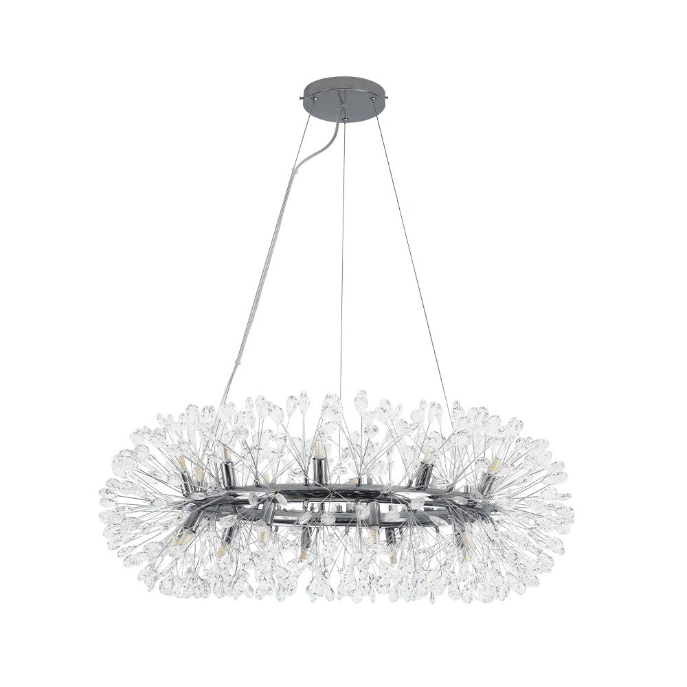Pendantlightie - Blossom 20 - Light Large Floral Crystal Round Dandelion Chandelier - Chandeliers - Chrome -