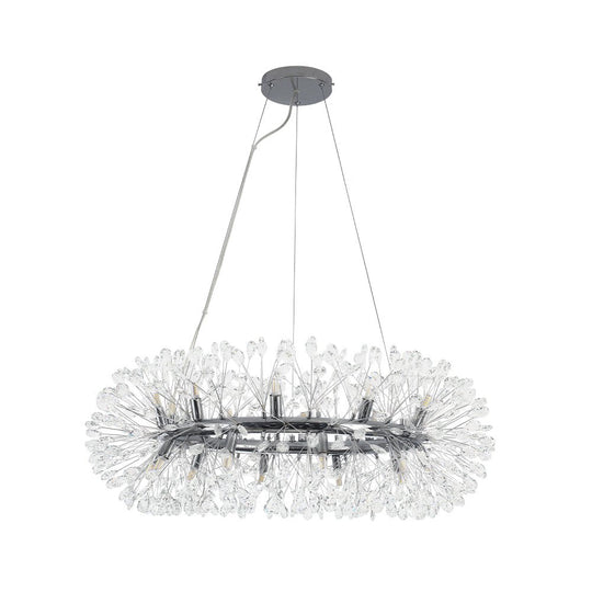 Pendantlightie - Blossom 20 - Light Large Floral Crystal Round Dandelion Chandelier - Chandeliers - Chrome -